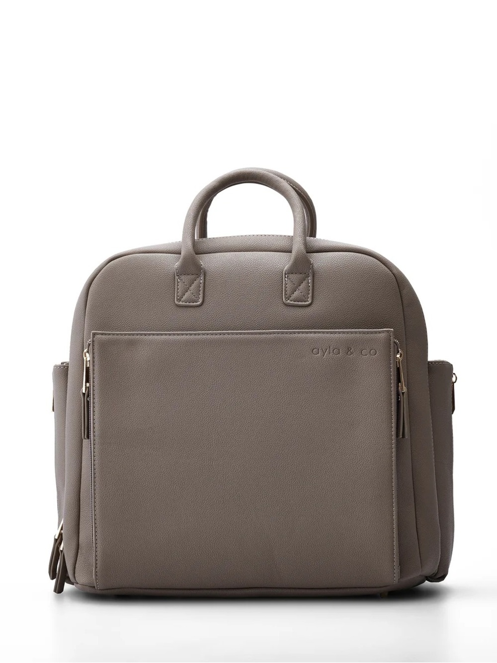 Ayla & Co ‘The Ayla’ taupe vegan leather diaper bag with accessories